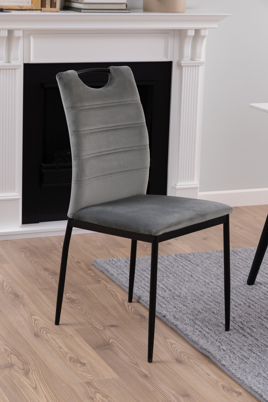 Scaun Dia, Actona, 43.5x53x91.5 cm, catifea/otel, gri inchis - view 7