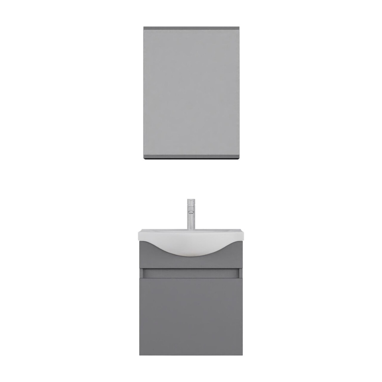 Set mobilier de baie (2 piese), Hanah Home, Sole 55, Gri Mat - view 5