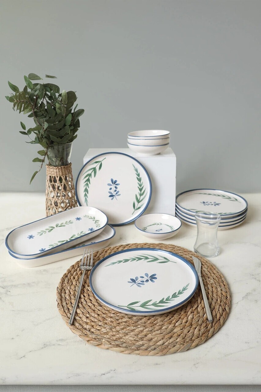 Set de mic dejun, Hermia, 275KRM2562, GRESIE, Antibacterian, Albastru / Verde / Alb — imaginea 6