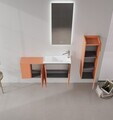 Dulap de baie cu chiuvetă, Hanah Home, Ferla 110, Scorțișoară mată