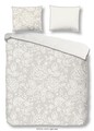 Lenjerie de pat pentru doua persoane, Descanso Lace, 100% bumbac satinat, 3 piese, alb nisipiu
