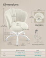 Scaun de birou Petal, Songmics, 64x64x79-89 cm, teddy fleece, crem