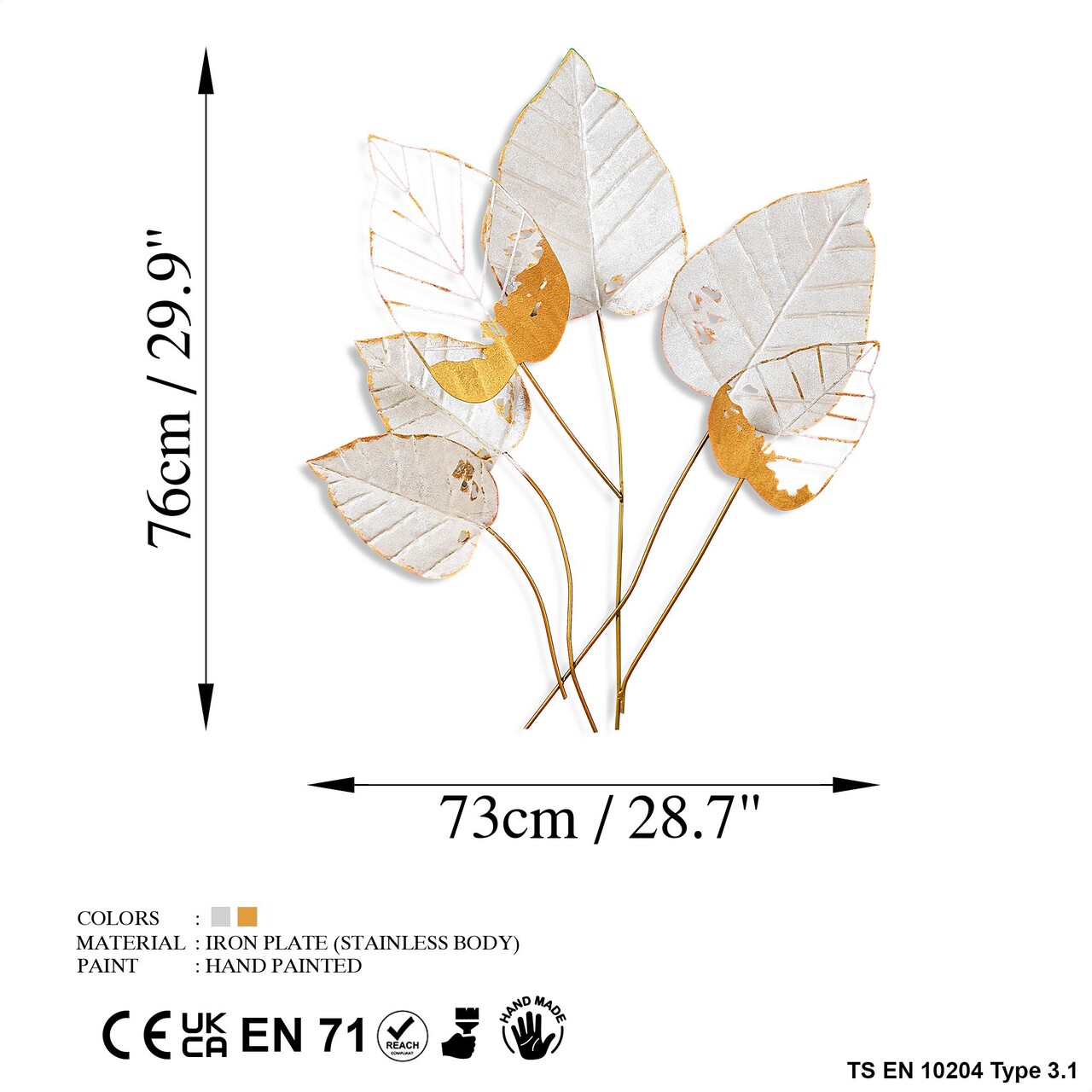 Decoratiune de perete, Feuille 2, Dimensiuni: 73 x 76 x 4 cm, Multicolor - view 7