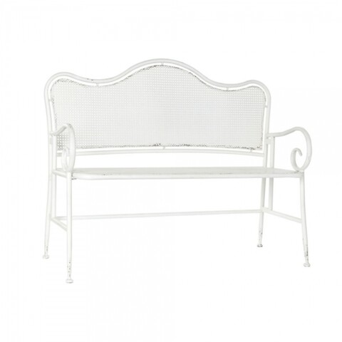 Banca pentru gradina/terasa, DKD Home Decor, 120 x 52 x 96 cm, metal, alb