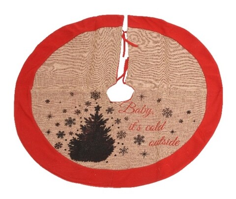 Covor pentru brad Tree, Decoris, Ø86 cm, iuta, rosu/maro