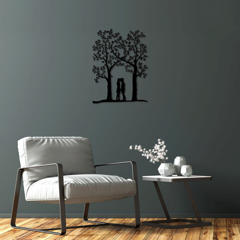 Decoratiune de perete, love garden, metal, dimensiune: 46 x 63 cm, negru