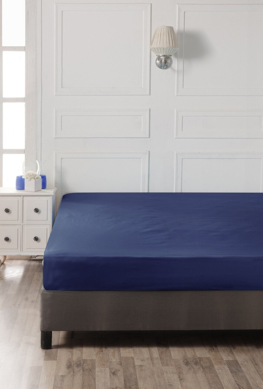 Cearceaf de pat cu elastic Ranforce Double Small (DE), L'essentiel Maison, Sax Blue, Albastru - imagine 3