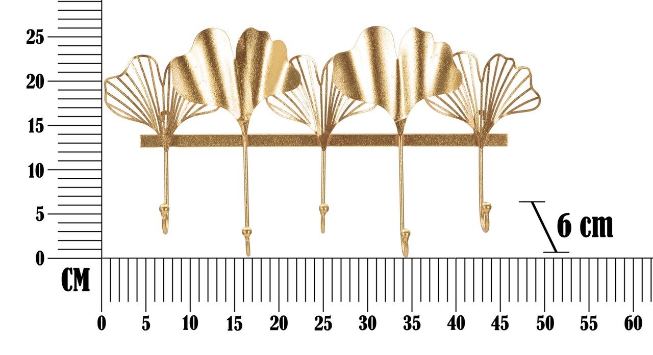 Cuier 5 Leaves, Mauro Ferretti, 49.5x26.3 cm, fier, auriu