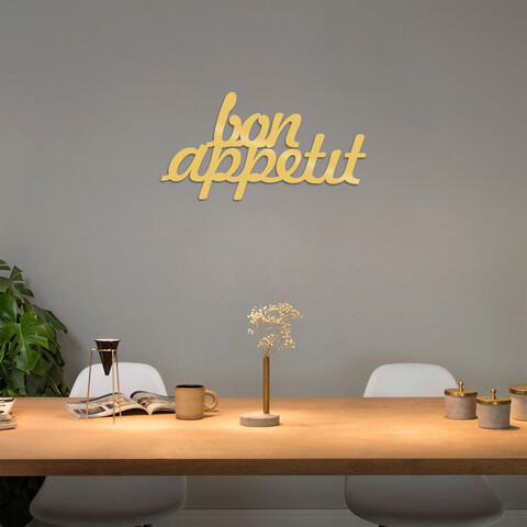 Decoratiune de perete, Bon Appetit 1, Metal, Dimensiune: 50 x 30 cm, Auriu