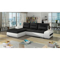 Coltar extensibil stanga 4 locuri ELTAP, Ov07, Ottavio, 275x180x85 cm, lemn/poliester, negru/alb