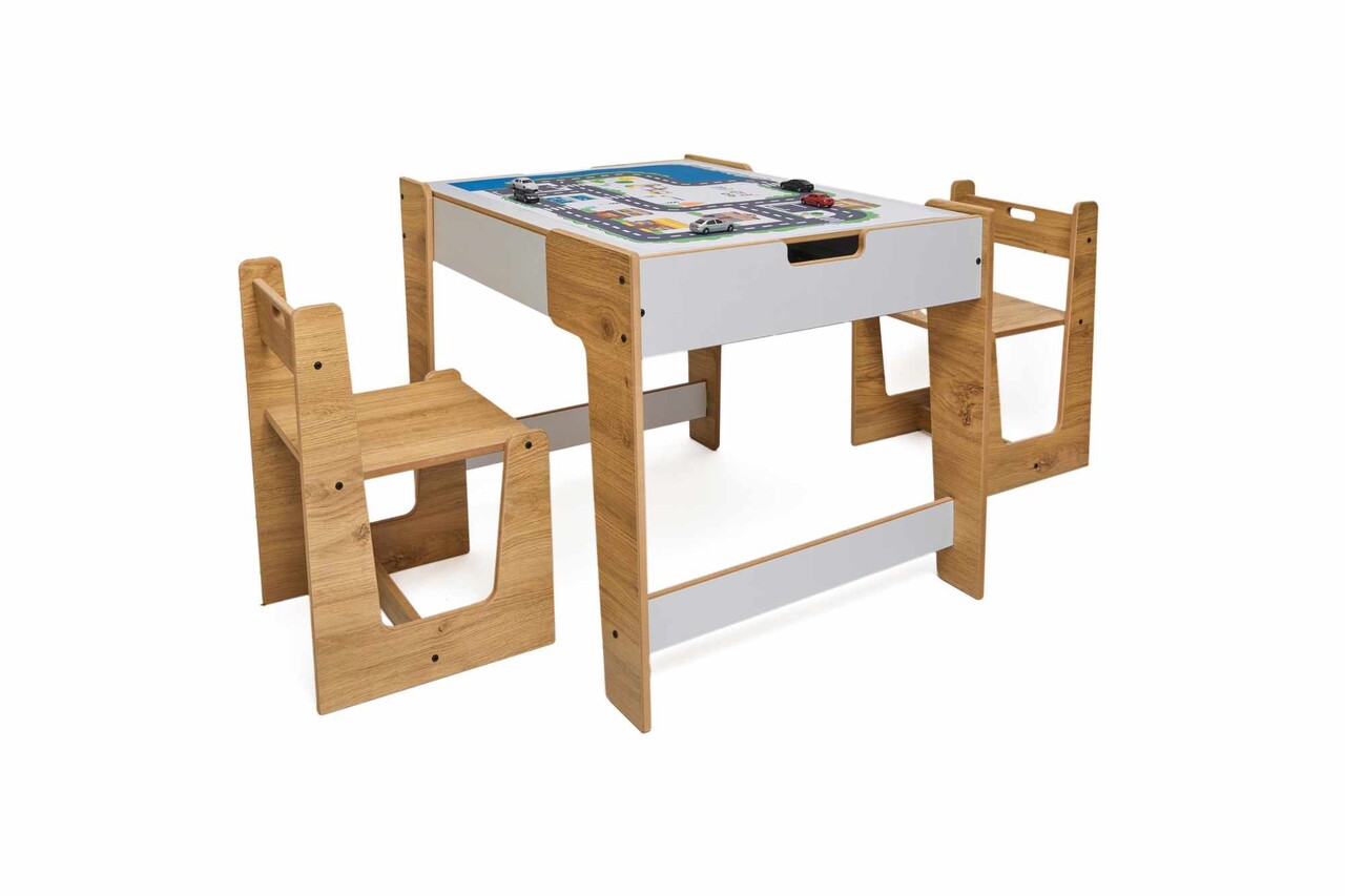 Set masa si scaun pentru copii, Hanah Home, Phoenix 2 Ch, Alb / Natural - view 6