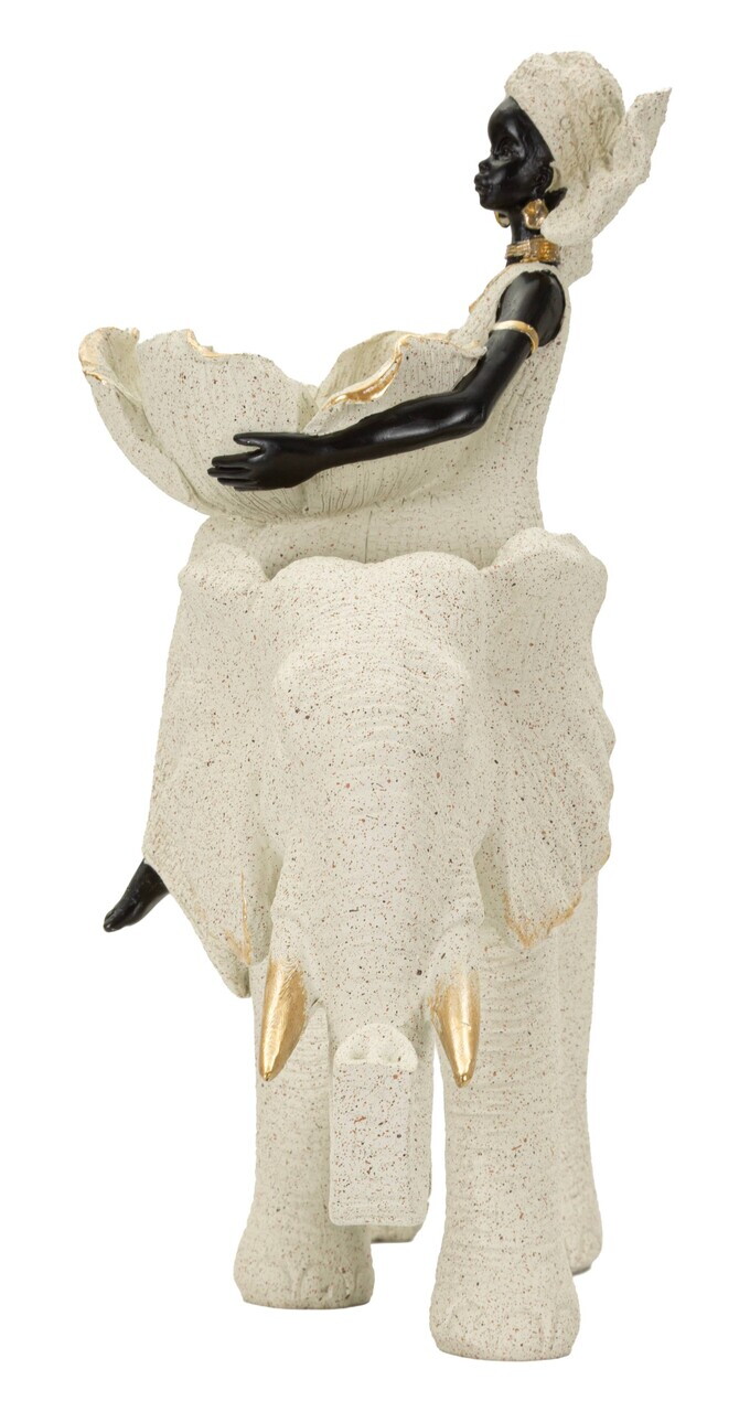 Statueta / figurina decorativa, Mauro Ferretti, African Woman on Elephant, 29x13x29 cm, polirasina, nisip - view 6
