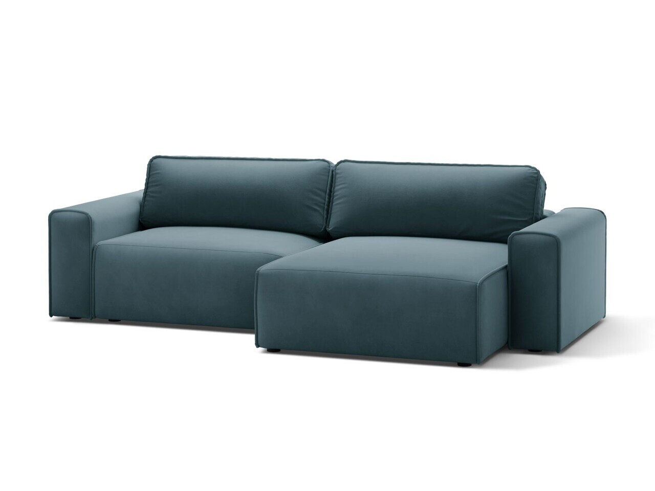 Coltar extensibil dreapta 3 locuri, Victor, Micadoni Home, 246x148x83 cm, catifea, albastru — imaginea 2