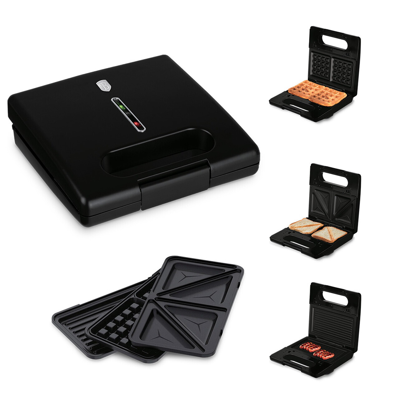 Sandwich maker 3 in 1 Berlinger Haus, Matte Black, 22.5x13 cm, aluminiu, negru mat - view 6