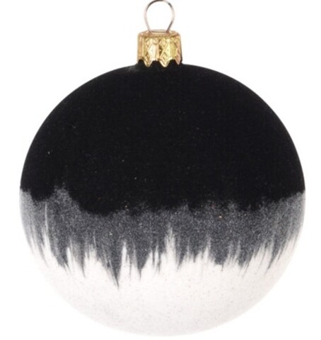 Glob black top, Ø8 cm, sticla, negru/alb