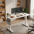 Birou electric cu inaltime reglabila, Songmics, 180x80x72-120 cm, functie de memorare a 4 inaltimi, alb cloud