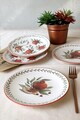 Set farfurii pentru desert, Hermia, 275KRM2574, Dimensiune: 20 cm (4 bucăți), Alb/Rosu