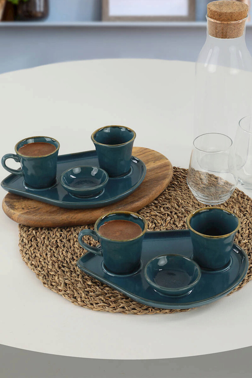 Set cesti de cafea Hermia 275KRM1186 Farfurie: 26 cm (2 bucăți) Albastru