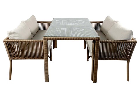 Set gradina/terasa 3 piese, My Interior, Vera, rattan/aluminiu, maro