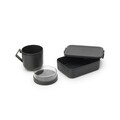 Set caserola pranz si bol supa 2 piese, Brabantia, Make&Take, 1.1 L, 600 ml, plastic, gri inchis