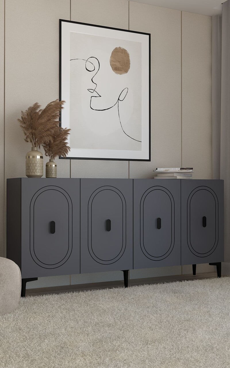 Consola, Hanah Home, Weny, 150x75x35 cm, PAL , Antracit - view 2