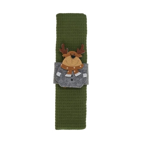 Prosop de bucatarie cu inel Reindeer, Heinner, 38x64 cm, bumbac, verde