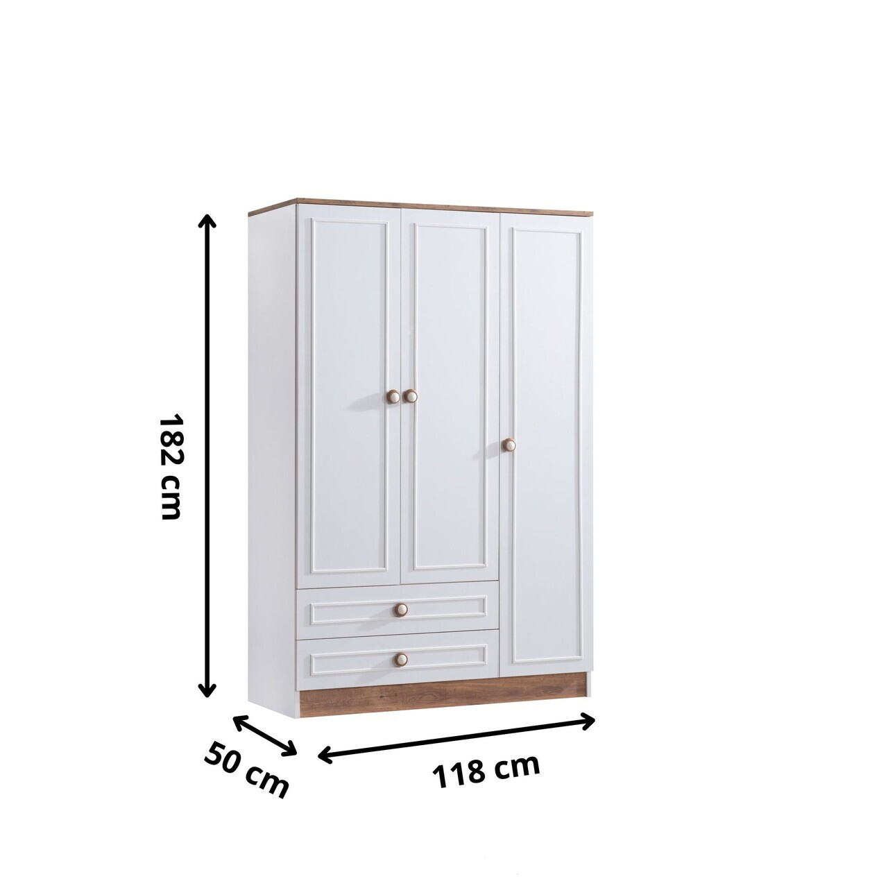 Dulap pentru haine, Hanah Home, Beta 3, 118x182x50 cm, PAL, Maro/Alb - view 8