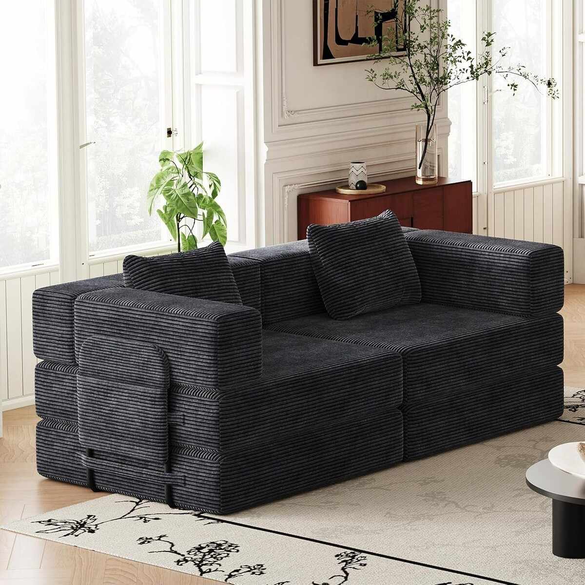 Canapea extensibila 3 locuri, Atelier del Sofa, 326NYR1156, Negru
