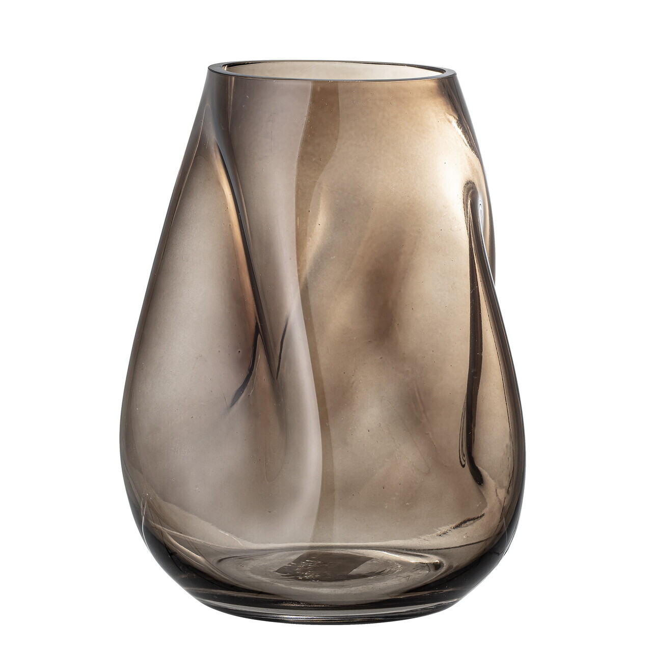 Vaza decorativa, Bloomingville, Ingolf, 19x18x26 cm, sticla, maro