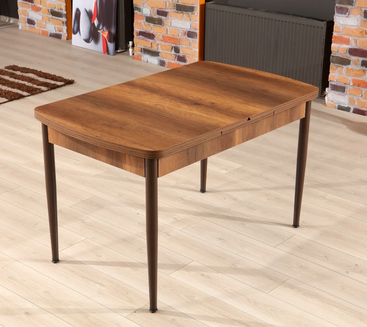 Masa de sufragerie extensibila, Beckley, Trend Barok, 132x79x76.5 cm, Nuc / Maro