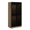 Dulap pentru haine, Minerva, Kale Glass Dark Grey1, 90x210x52 cm, PAL, Gri inchis