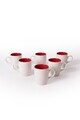 Set cani, Hermia, 275KRM2624, Dimensiune: 9 cm / 300 ml (6 bucăți), Alb mat / Roșu