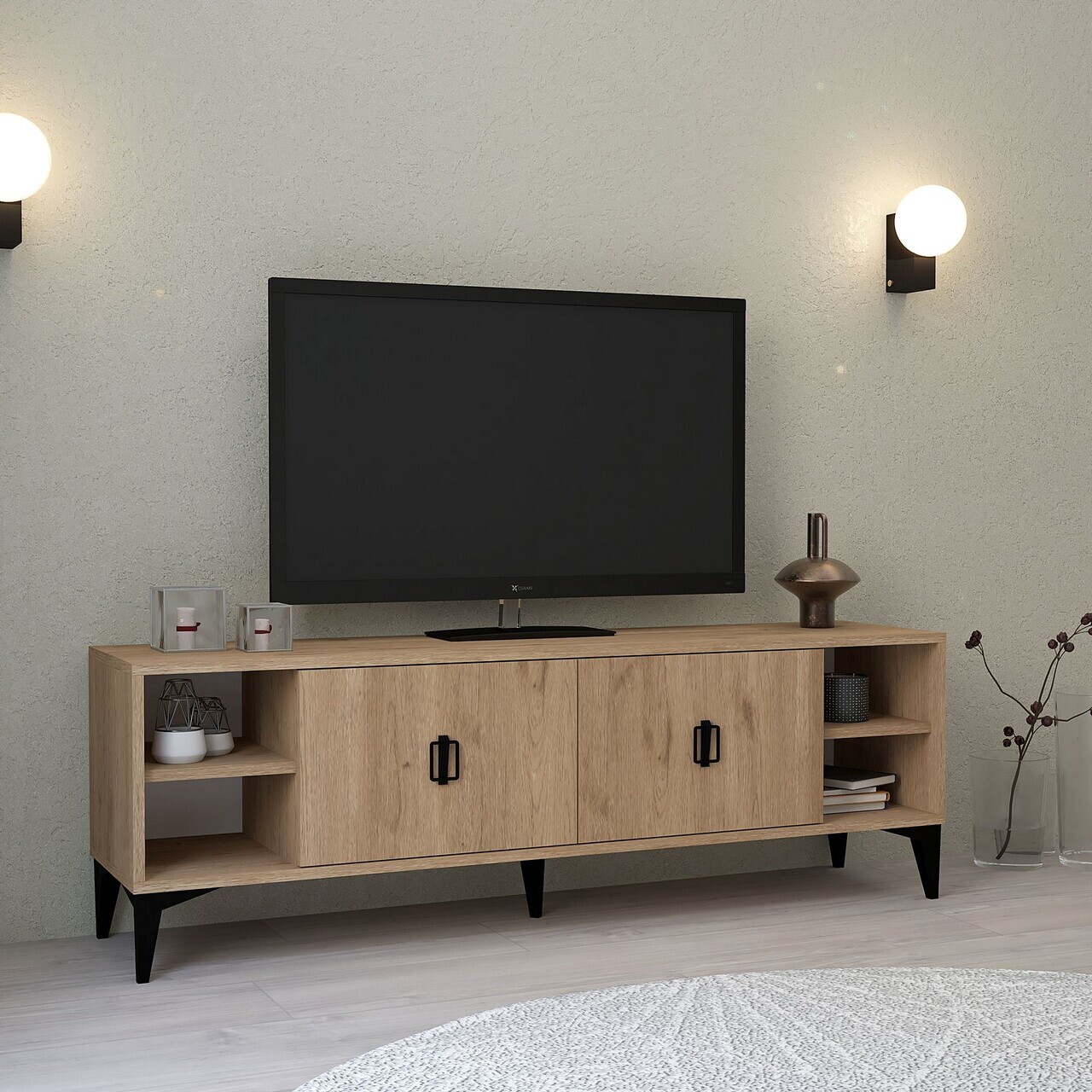 Comoda TV, Hanah Home, Deren 3507, 150x47x35 cm, PAL, Maro — imaginea 4