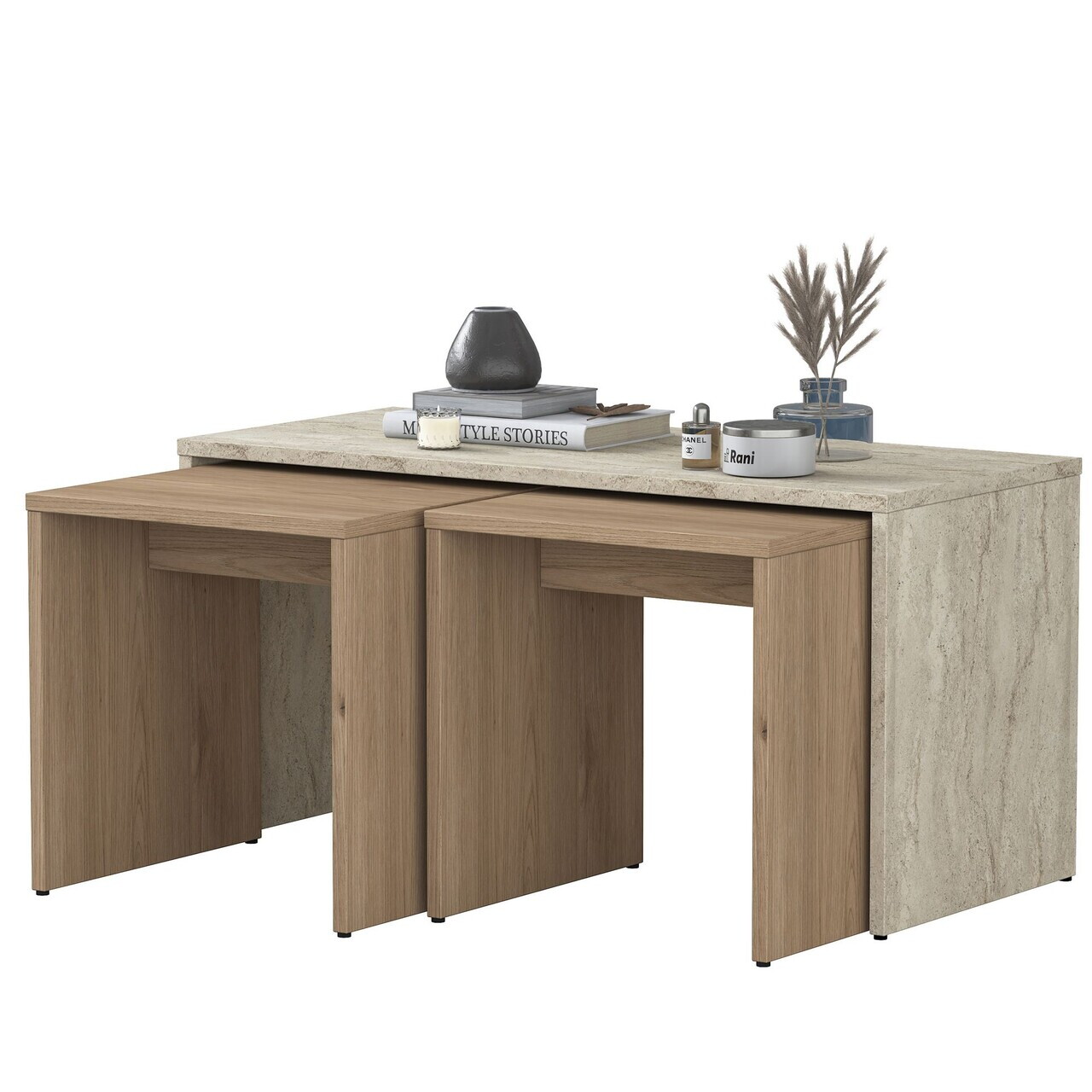 Set masute de cafea, Hanah Home, AB114, PAL melaminat, Travertin - view 5