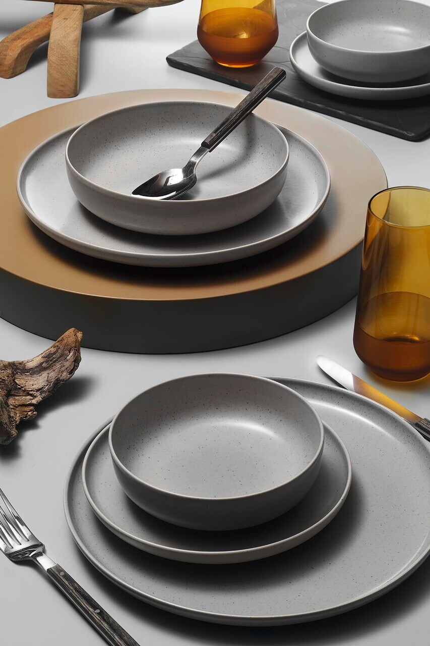 Serviciu de masa Hermia 719KTP9783 PORŢELAN Farfurie adâncă: 21 cm (2 bucăți) Gri