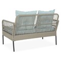 Set mobilier pentru gradina/terasa, 4 piese, Perch, otel, gri/albastru