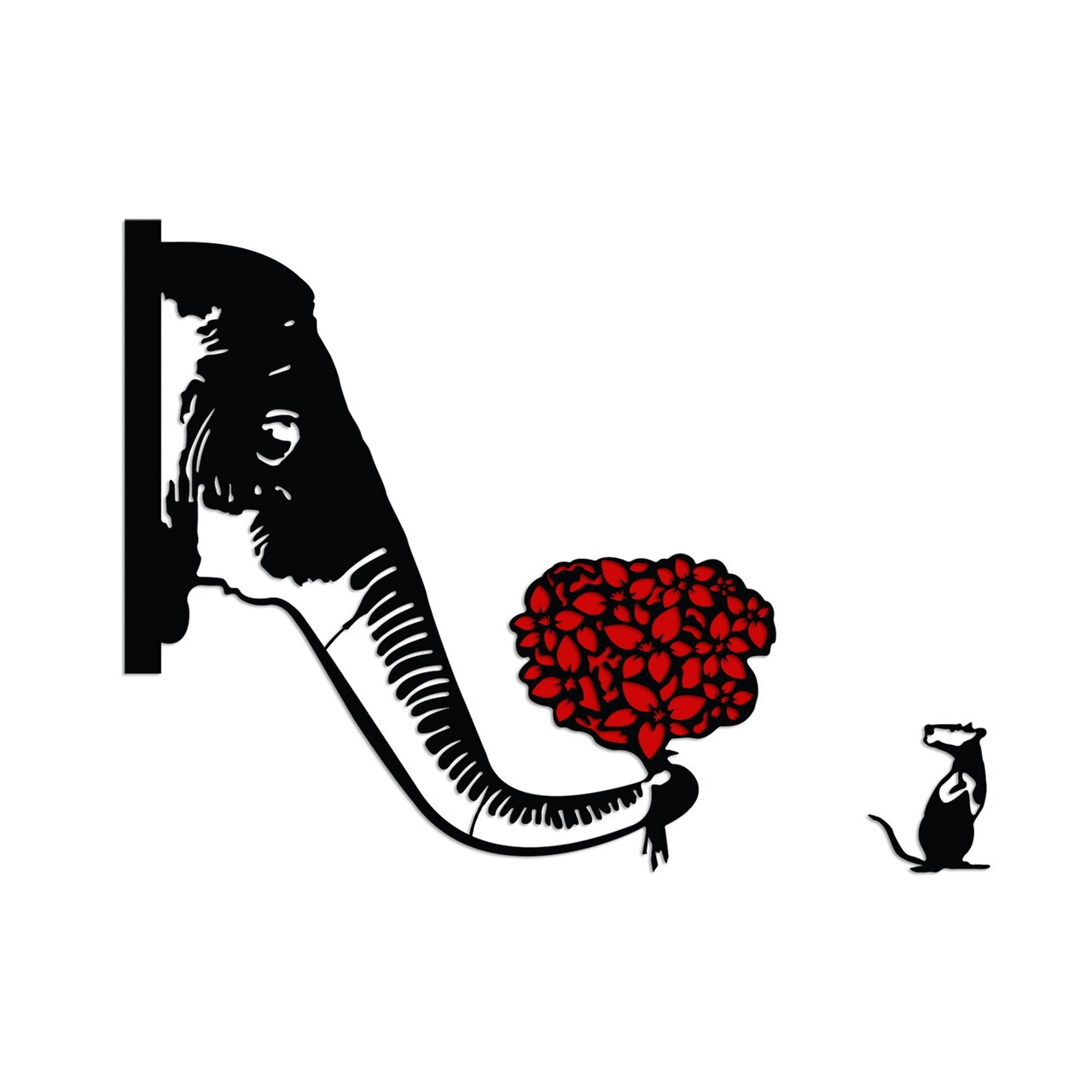 Decoratiune de perete, Banksy Metal 04, Dimensiune: 72 x 72, Negru/Rosu — imaginea 4