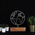Decoratiune, World, 22x30x3.5 cm, Metal, Alb