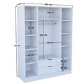Dulap pentru haine, Miwood, Duru 4 Door 1600-017, Alb mat