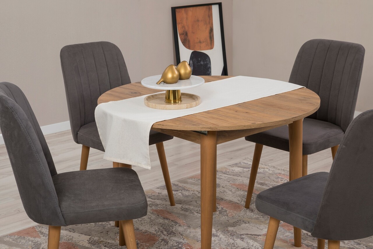 Set masa extensibila si scaune, Hanah Home, Vina 1501, Pin Atlantic / Antracit - imagine 3