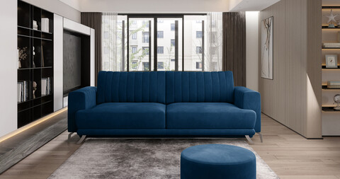 Canapea extensibila 4 locuri ELTAP, SO-ELI-40NU, Elise, 250x95x90 cm, lemn/poliester, albastru inchis