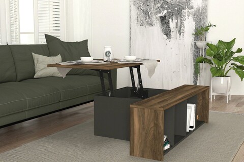 Masuta de cafea, Tera Home, Aressa, 60×37.3×75 cm, PAL, Antracit / Nuc mezoni imagine noua 2022