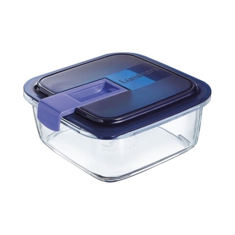 Caserola ermetica, Luminarc, Easy Box, 1.22 L, sticla, albastru/transparent