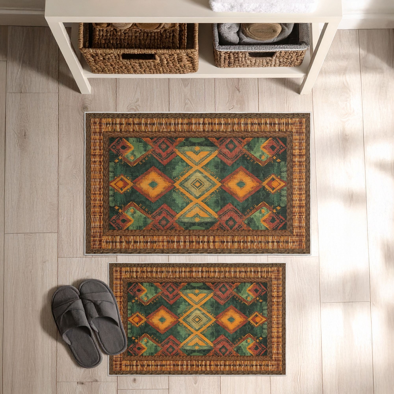 Set covorase de baie, L'essentiel Maison, Asr16, Verde