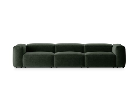 Canapea 4 locuri, Bergamo, Cosmopolitan Design, 364x108x70 cm, tesatura structurata, verde muschi