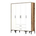 Dulap pentru haine, Hommy Craft, Kumsal STS, 160x47.5x201.4 cm, PAL, Nuc/Alb