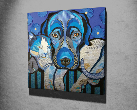 Tablou decorativ, kc340, canvas, lemn, multicolor