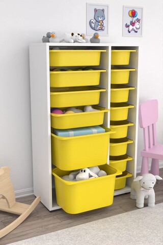 Dulap multifunctional, Estella, Rine 2D4K8U, Alb / Galben / 