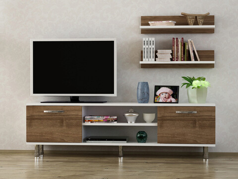 Comoda tv, furny home, derma, alb / nuc