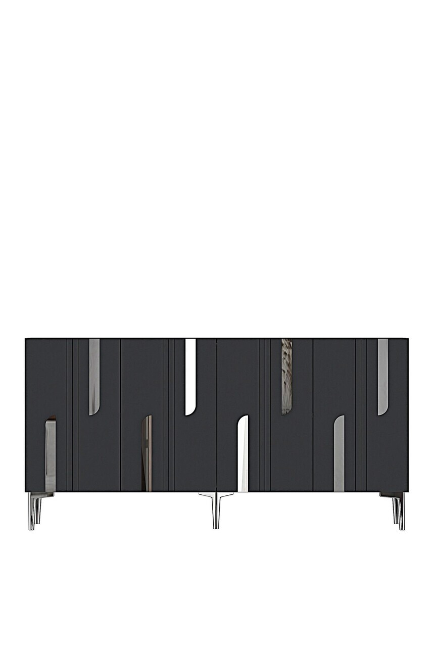 Consola, Hanah Home, Nota 150, 150x75x32 cm, Antracit / Argintiu — imaginea 5